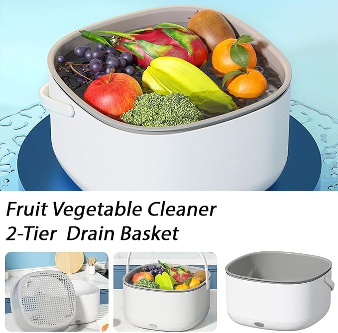 Ultrasonic vegetable washing machine with countertop design