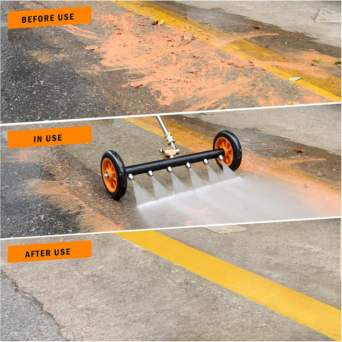 Pressure washer undercarriage attachment with wheels for easy cleaning