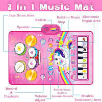 Unicorn baby music mat toy musical learning toy for 1 year old kids