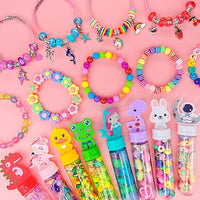 Unicorn-themed bracelet making kit with beads and charms for kids