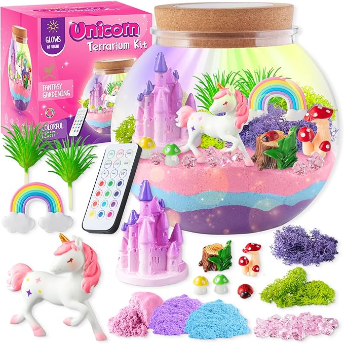 Unicorn light up terrarium kit DIY LED night light for kids