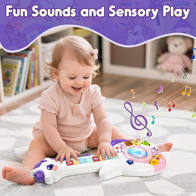 Unicorn musical toy gift for 1 year old girl toddler learning toy with music