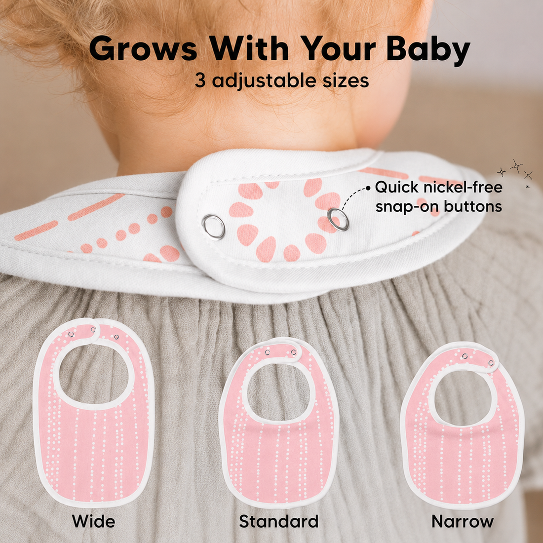 Unisex 8-Pack Organic Baby Bibs for Drooling and Feeding, Adjustable for 0-24 Months