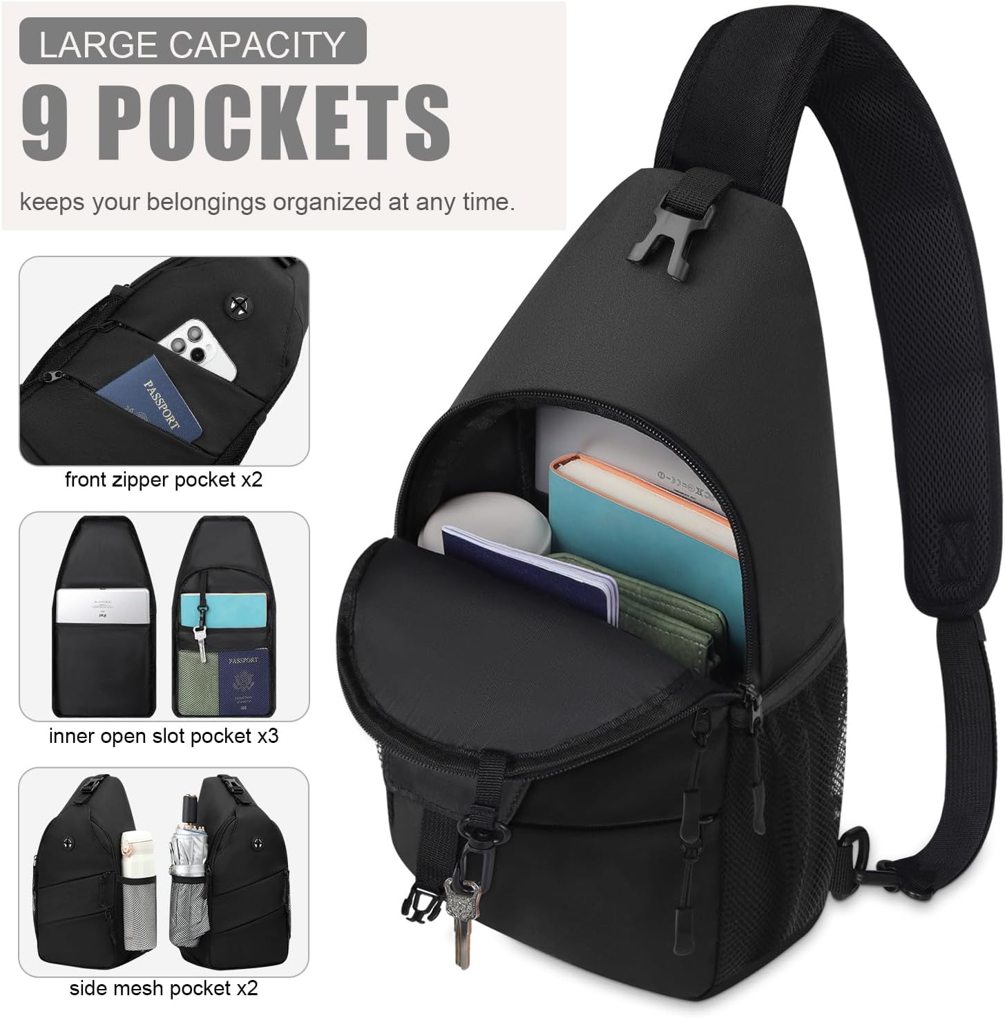 Unisex crossbody bag for travel and daily use