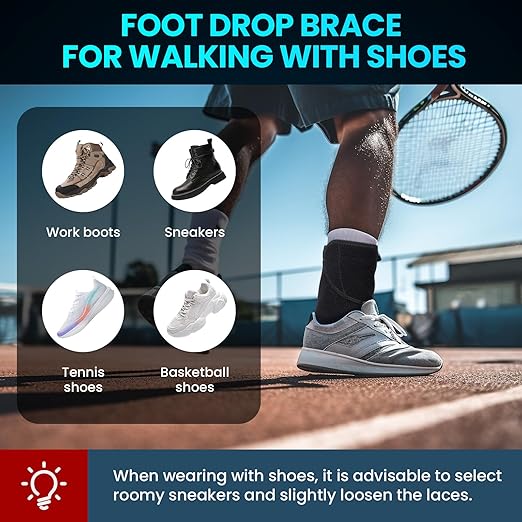 Unisex 2-pack drop foot braces for men and women, left and right foot included, for foot drop and lower limb support