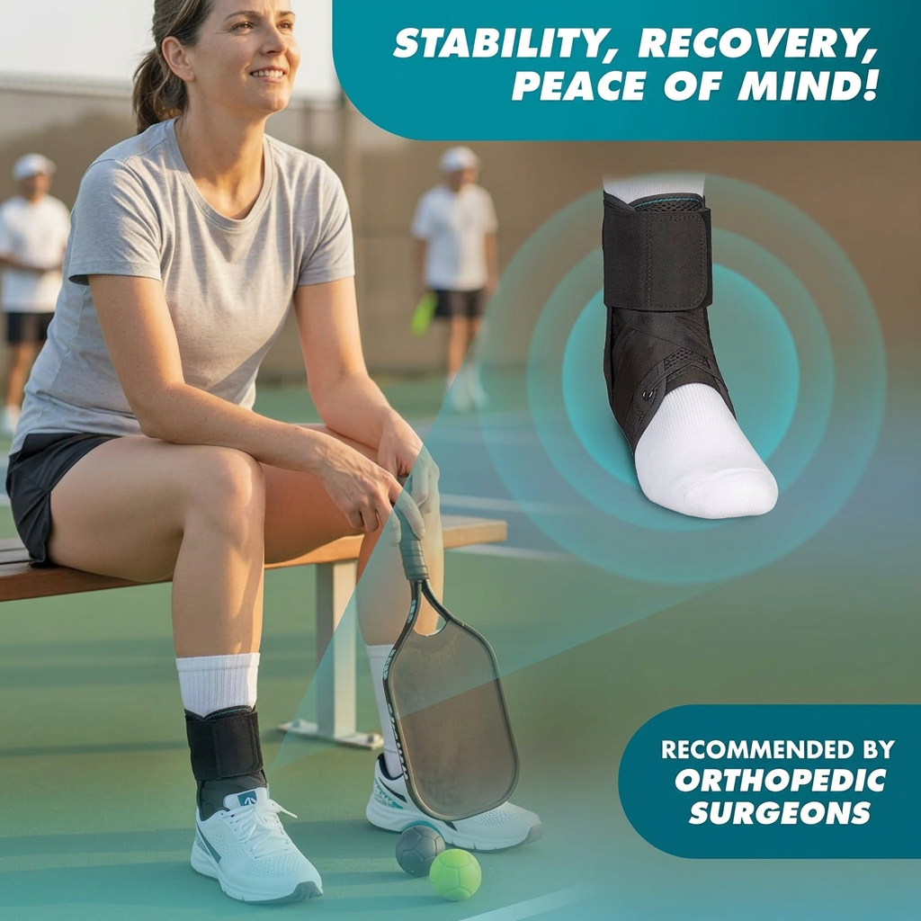 Unisex lace-up ankle brace for men, women, teens, and kids supporting arthritis, tendonitis, and joint recovery