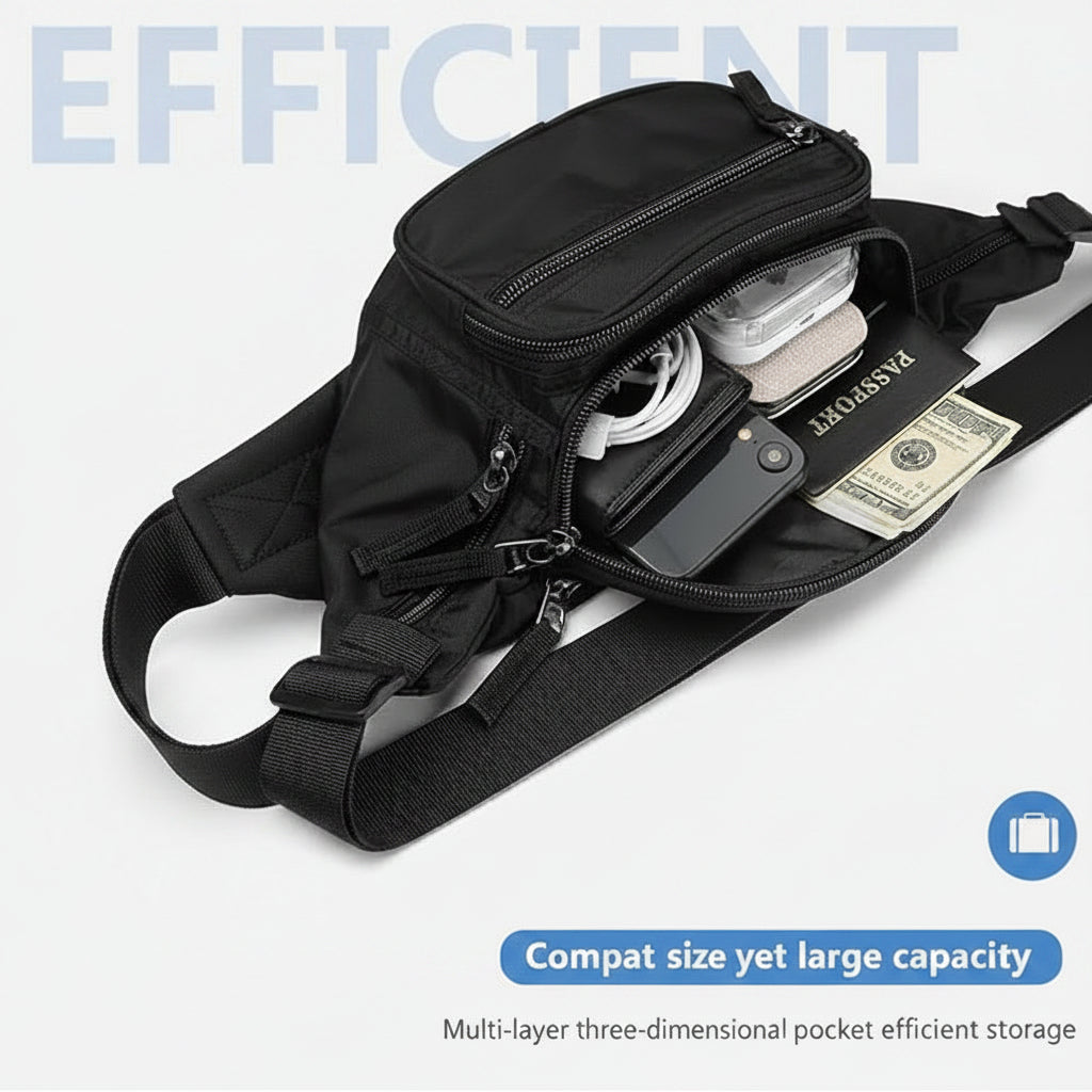 Unisex travel waist bag with adjustable buckle strap