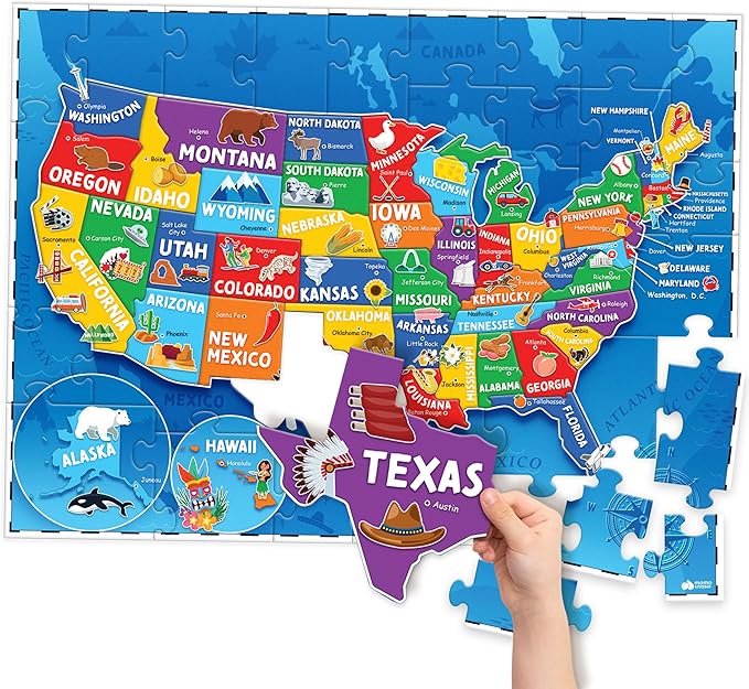 70 Piece United States Puzzle for Kids – Educational Toy for Boys & Girls Ages 4-6