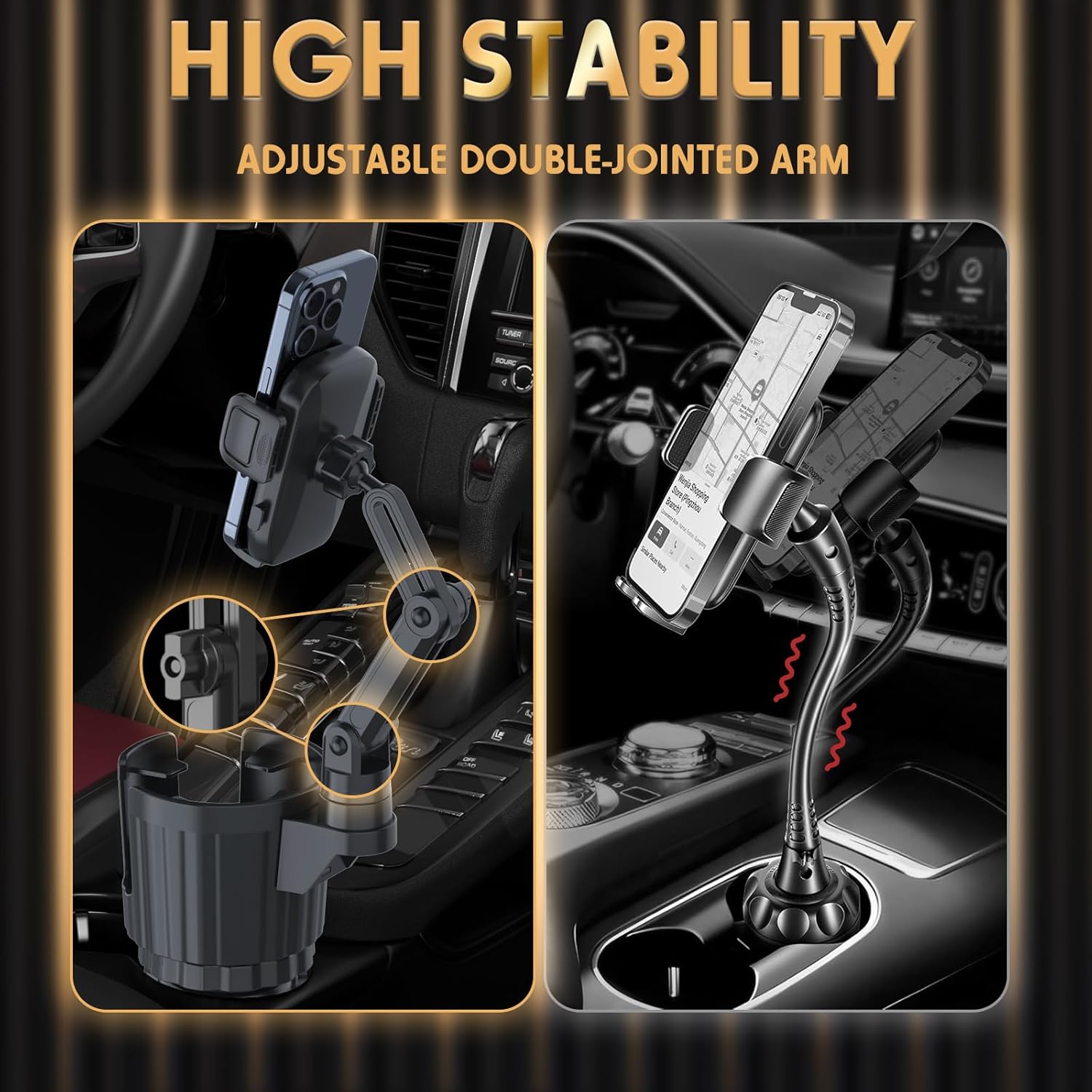 Universal smartphone holder for car cup holder slot