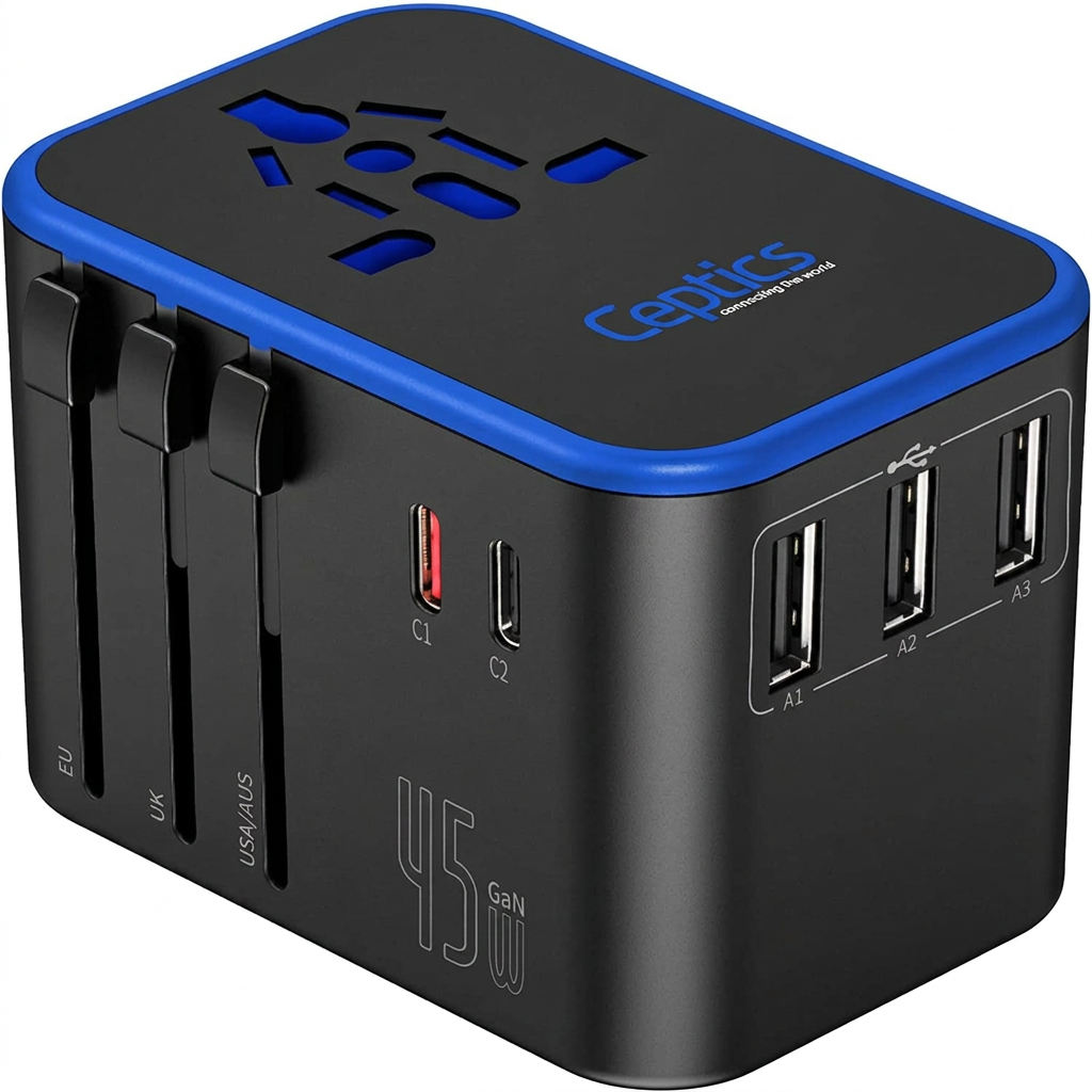Universal Travel Adapter 45W USB C PD Front View