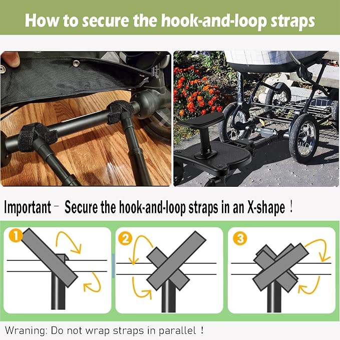 Universal-style stroller glider board with adjustable attachment arms and wheels