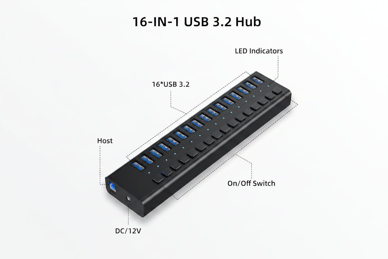 USB 3.2 Gen 2 hub with high-speed data transfer
