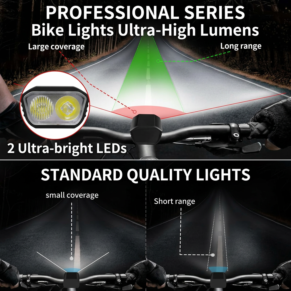 USB C rechargeable bike headlight with ultra bright LED