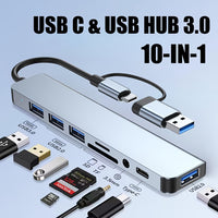 Slim USB-C hub with 3.5mm audio port and multiple connection slots