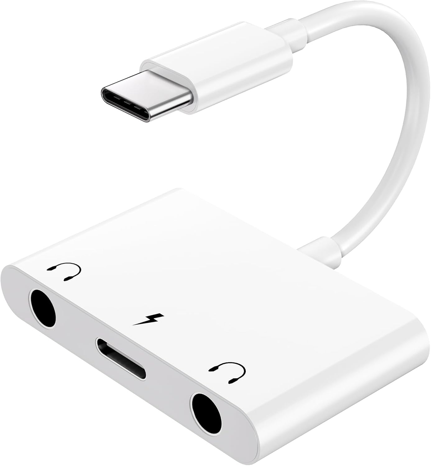 USB C to 3.5mm audio adapter with dual AUX ports