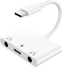 USB C to 3.5mm audio adapter with dual AUX ports