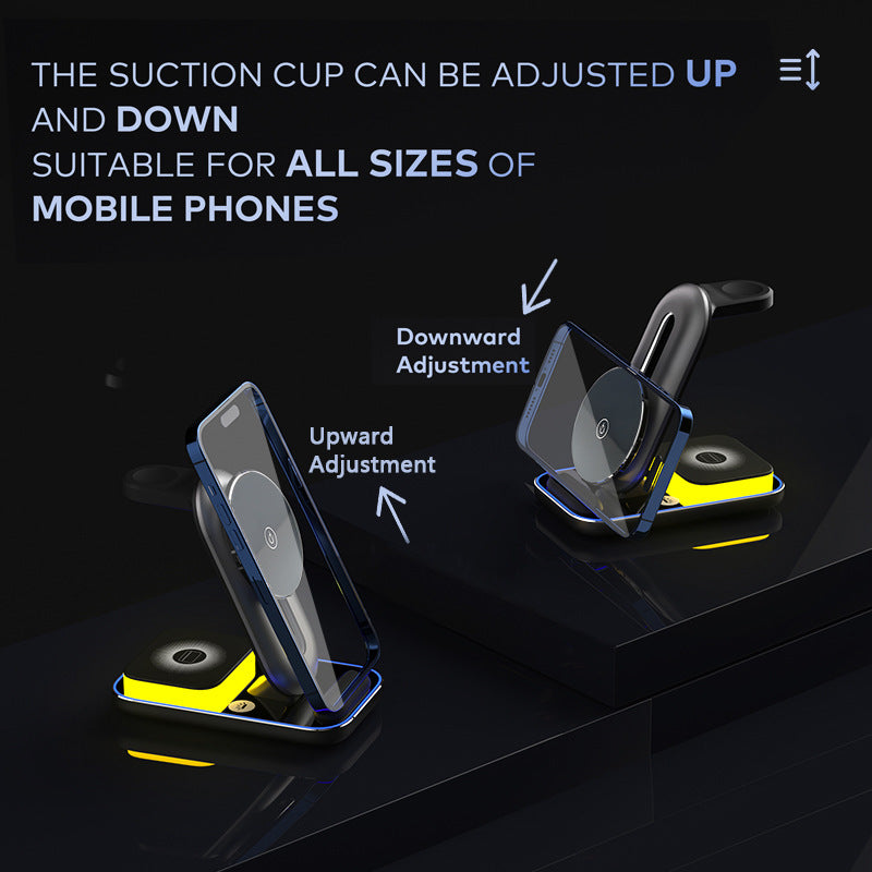 USB-C wireless charging stand with compact desktop structure