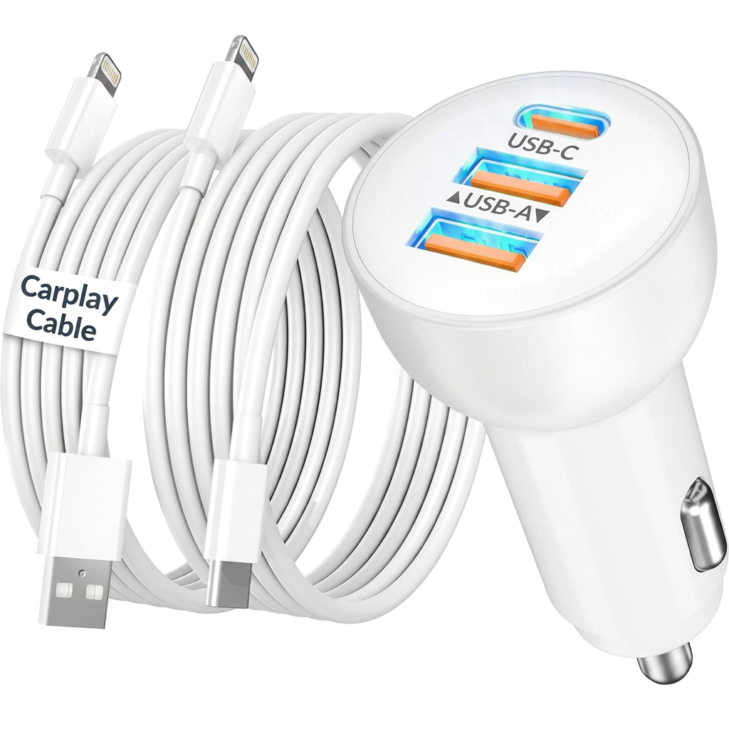 2-pack USB CarPlay cables for fast charging in cars