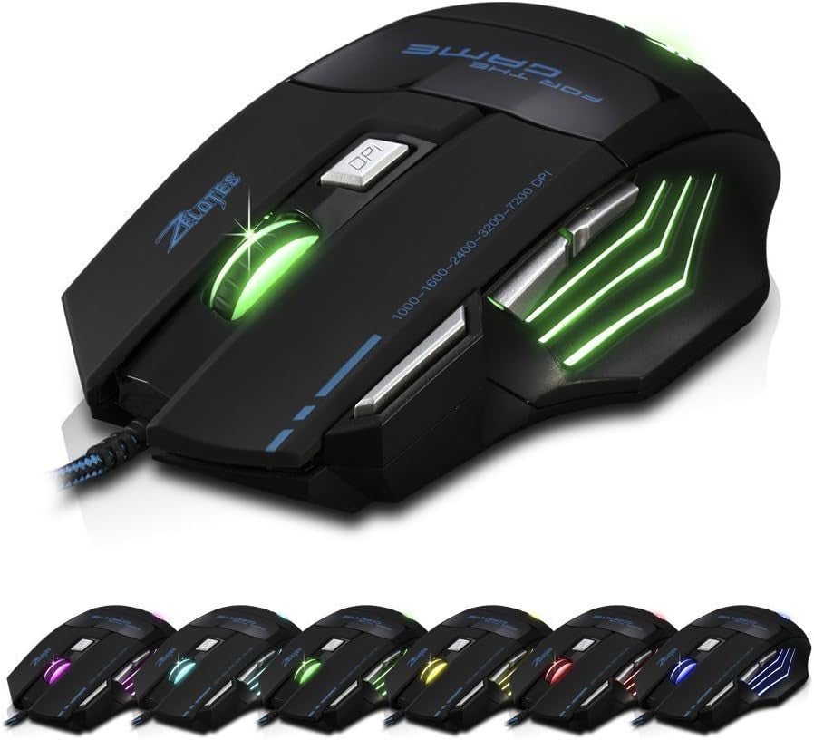USB gaming mouse front view with 7 buttons