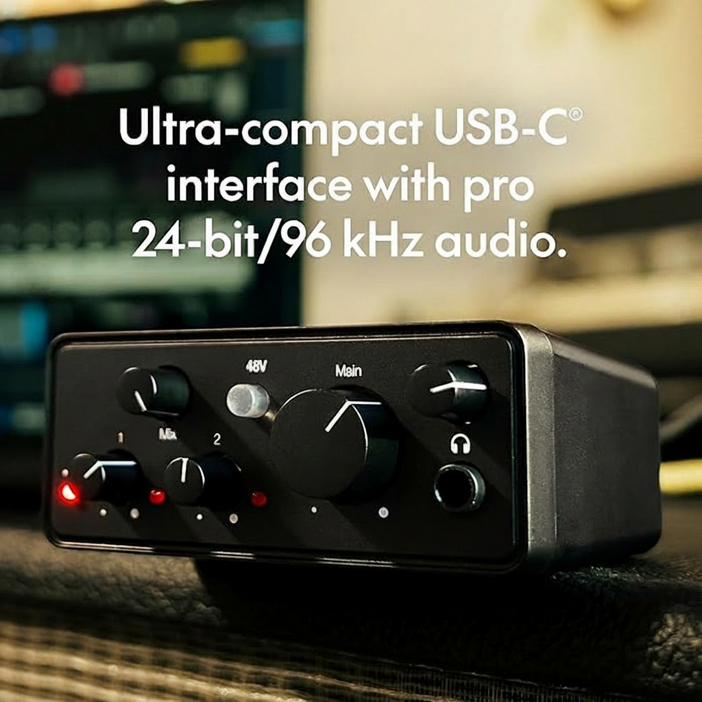 Microphone connected to USB audio interface for vocal recording