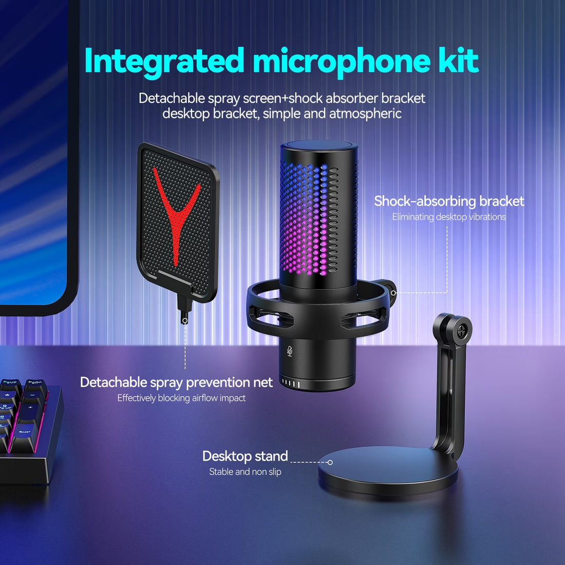 noise cancelling usb microphone with volume control