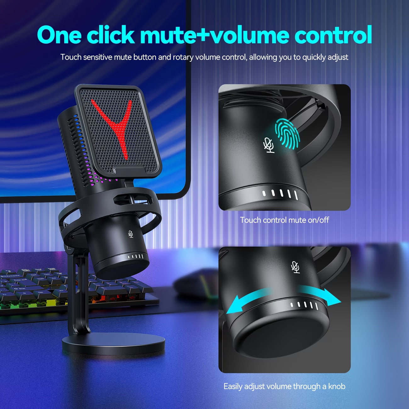 microphone volume control knob close up