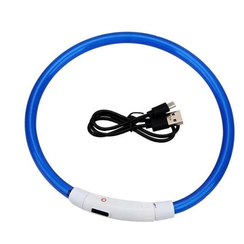Blue USB rechargeable LED dog collar