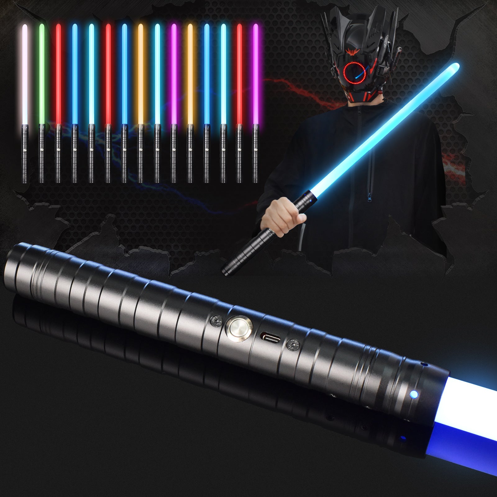 USB rechargeable light up accessory set with colorful lighting modes for dress-up use