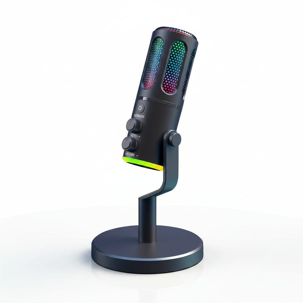 USB RGB desktop microphone with front view design