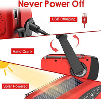USB and solar charging radio for camping