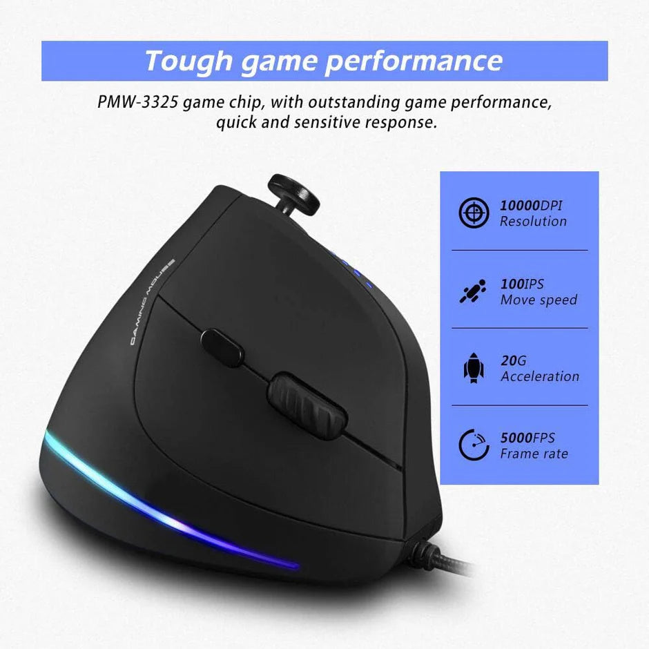 USB vertical computer mouse with comfortable hand grip design