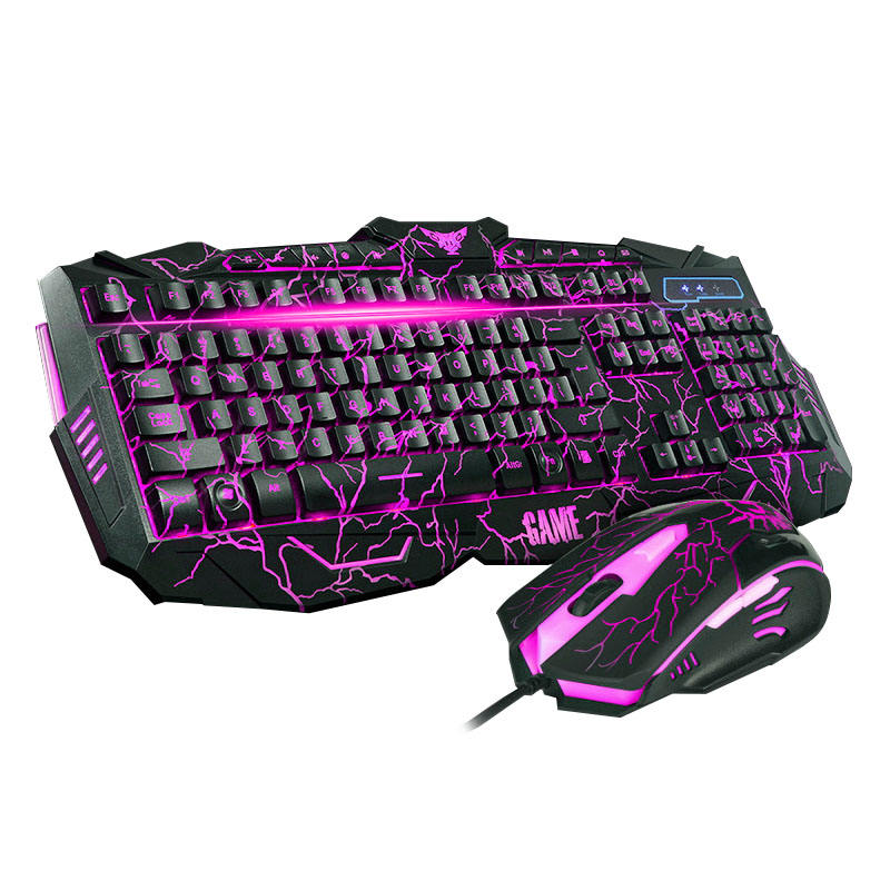 USB wired backlit keyboard and mouse combo for desk setup