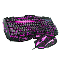 USB wired backlit keyboard and mouse combo for desk setup