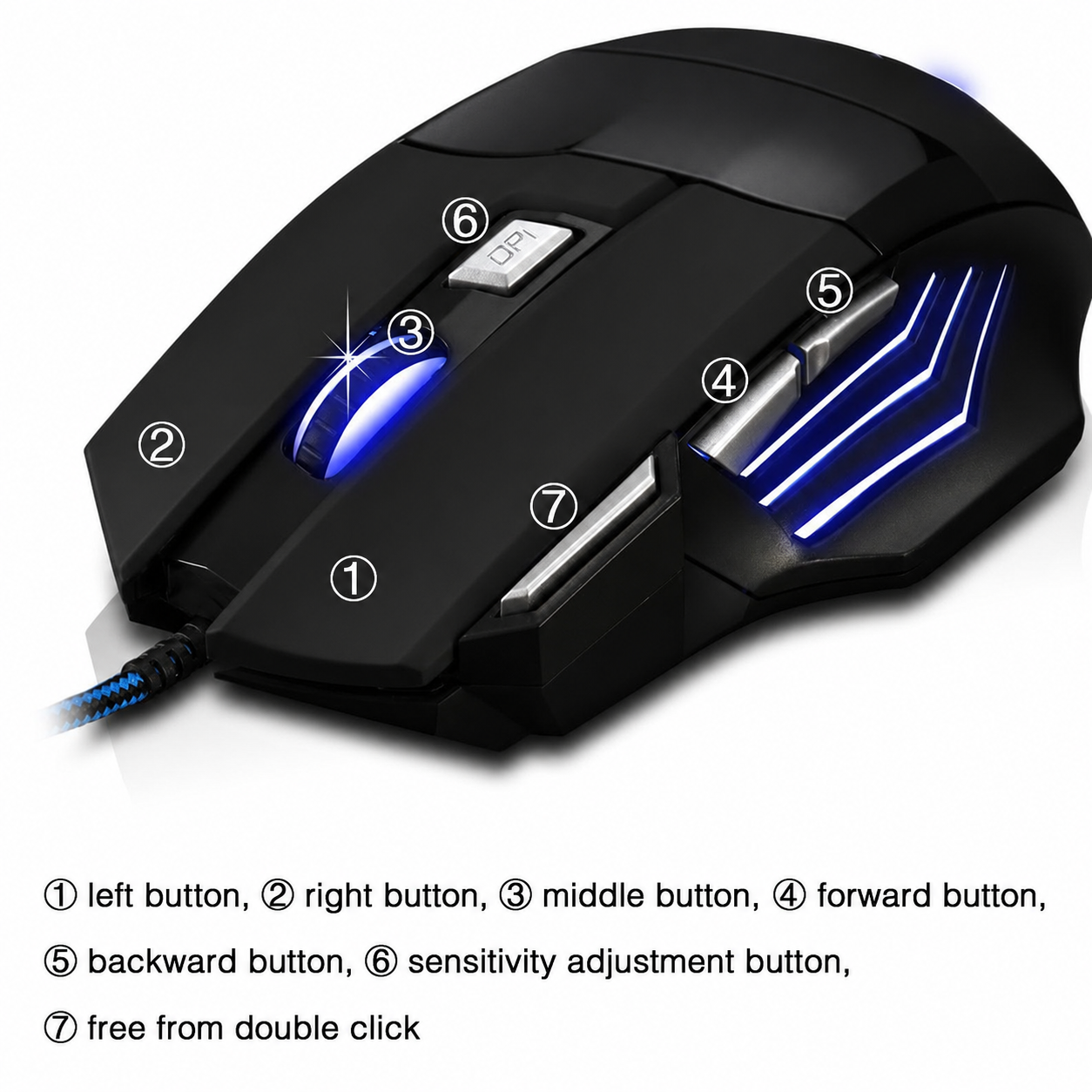 USB wired mouse for PC and laptop desk setup
