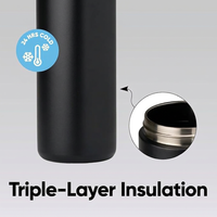 Vacuum insulated stainless steel travel water bottle in black
