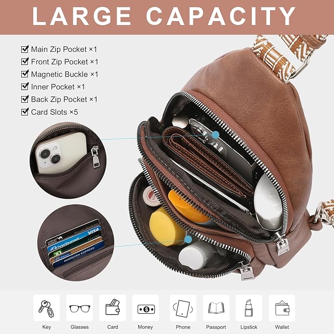 Vegan leather crossbody bag for daily use, shopping, and travel