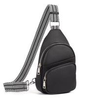 Vegan leather sling bag for women with adjustable guitar-style strap