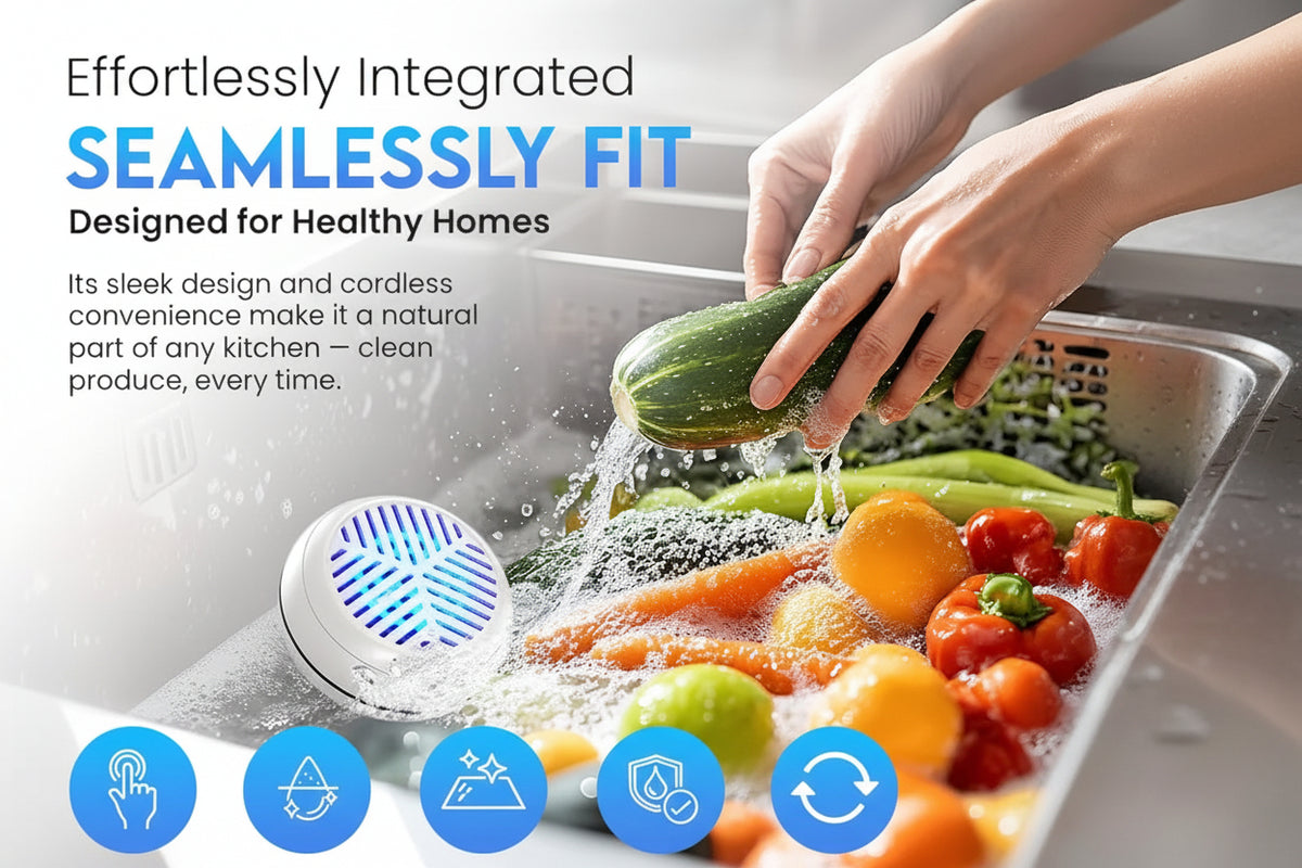 Compact vegetable washing device for everyday kitchen preparation