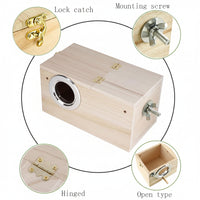 Vertical Bird Nest Box Mounted On Parrot Cage
