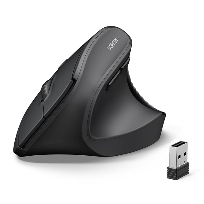 Wireless vertical ergonomic mouse with Bluetooth connectivity and comfortable grip