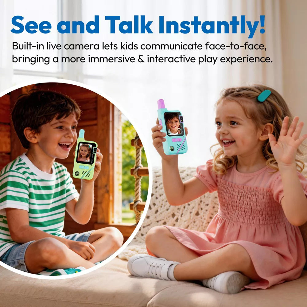 Video walkie talkies for kids featuring an SOS sound alarm function.