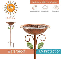 vintage copper metal bird bath for backyard and garden