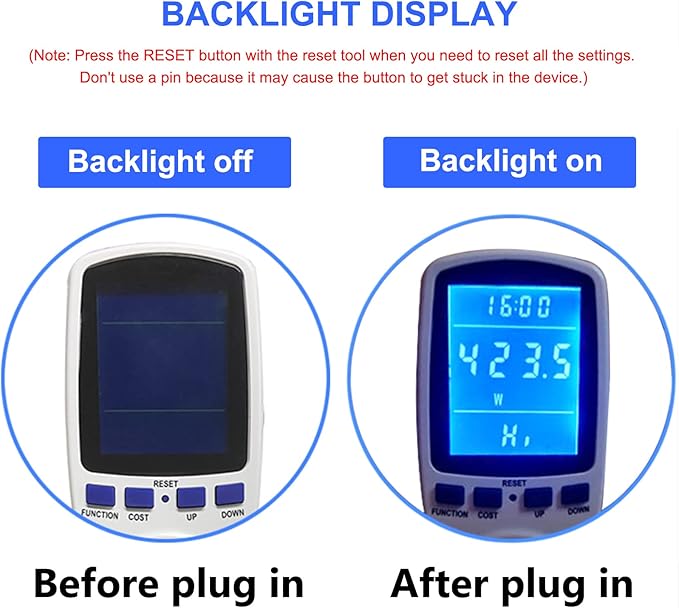Voltage amps power meter plug measuring electrical parameters