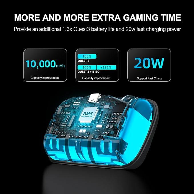 vr battery strap usb c charging high capacity 10000mah power