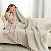 Waffle knit chenille throw blanket for living room décor
