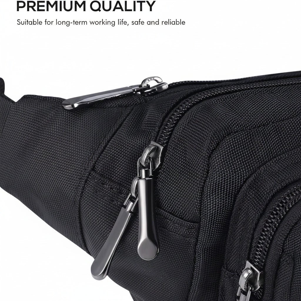 Close-up of adjustable strap detail on waist pack