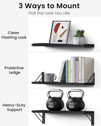 Wall mounted black floating shelves for bathroom essentials