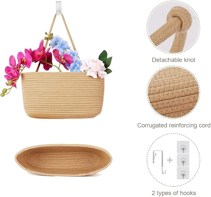 wall mounted cotton storage basket organizer for bathroom and home