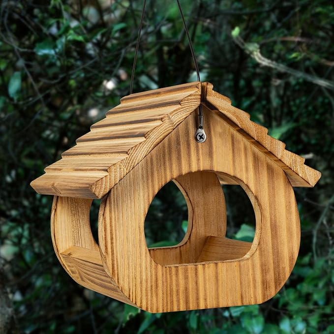 Wall Mounted Wooden Bird Feeder for Garden and Yard