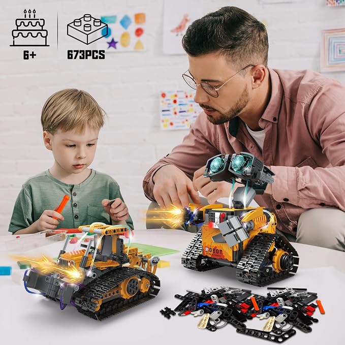 Wall-style robot toy for kids with building block design